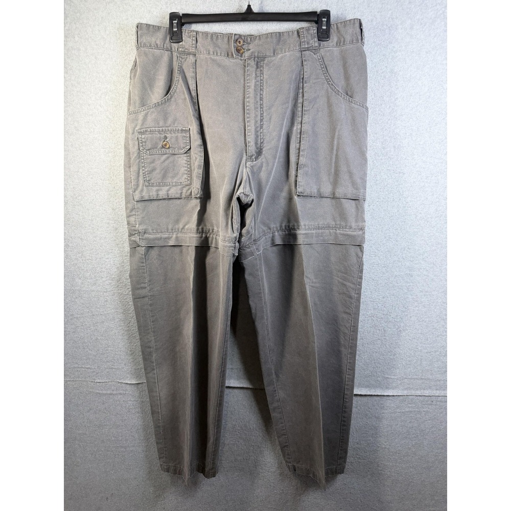 Cabela's Cargo Pants Mens 42 Reg Gray Canvas Relaxed Fit Elastic Waist Outdoor